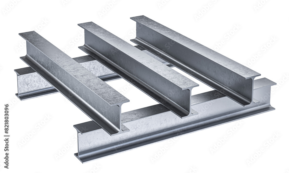 Industrial steel channels on transparent background Industrial steel channels on transparent background