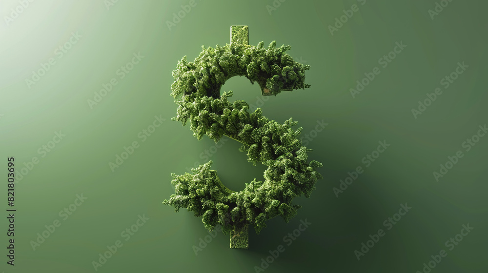 green dollar sign covered in foliage against a green background, symbolizing eco-friendly finance, sustainable investment, and green economy concepts green dollar sign covered in foliage against a green background, symbolizing eco-friendly finance, sustainable investment, and green economy concepts