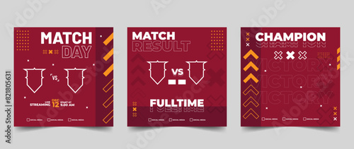 Set of modern sport match social media vector template