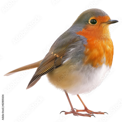 Robin (Erithacus rubecula) isolated on white background