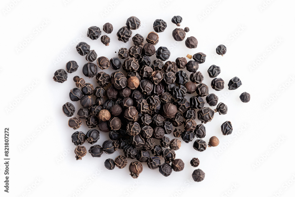 black pepper seeds top view isolated on white background black pepper seeds top view isolated on white background
