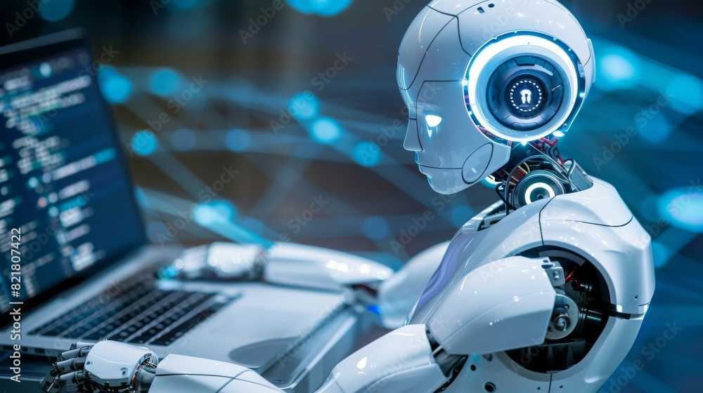 Disable candidate.safety_ratings, a robot is sitting in front of laptop and coding Disable candidate.safety_ratings, a robot is sitting in front of laptop and coding