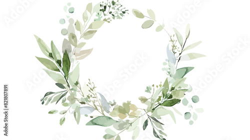 Soft green floral watercolor wreath for wedding birth