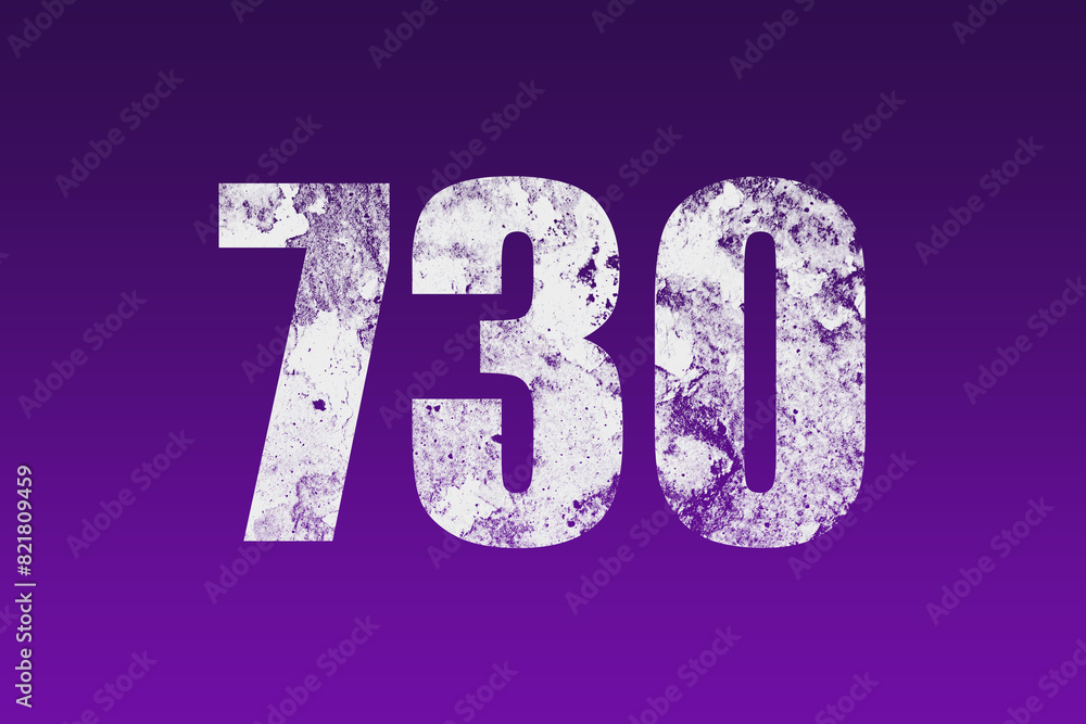 flat white grunge number of 730 on purple background. flat white grunge number of 730 on purple background.