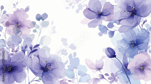 Spring purple blue floral with watercolor for wedding