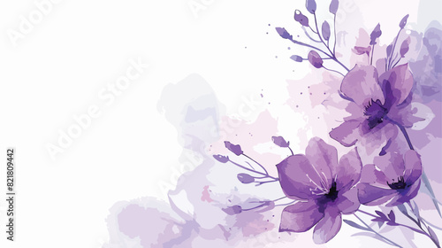 Spring purple flower with watercolor for wedding birt