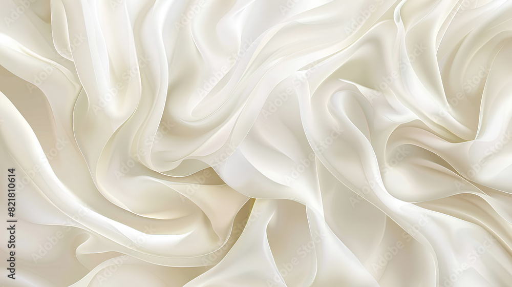 Abstract background of white silk fabric with folds and waves, detailed
