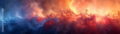 Abstract colorful background. Layers of blazing scarlet and icy indigo cascade in fluid motion, exuding a mesmerizing yet invigorating aura, like the meeting of hot and cold currents in a vast ocean.
