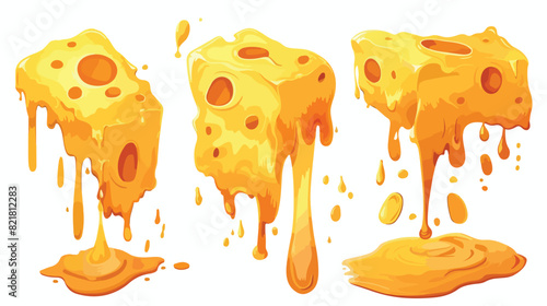 Melted cheese cartoon set of four  mellow pieces with photo