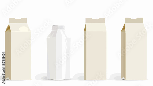 Milk or juice carton box mockups set of four isolated photo