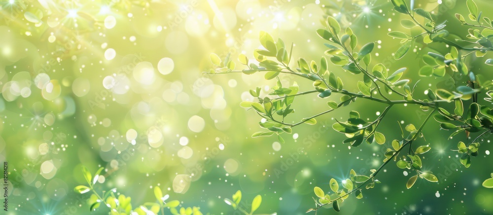 Green leaves and raindrops with blurred background of bright sunlight. Green leaves and raindrops with blurred background of bright sunlight.