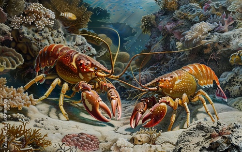 Elegant Slipper Lobsters in Action photo