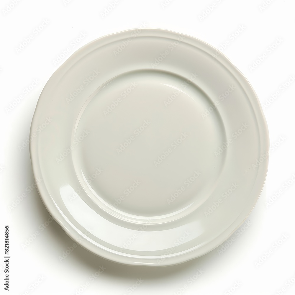 White Porcelain Plate Isolated on White Background. Generative AI. White Porcelain Plate Isolated on White Background. Generative AI.