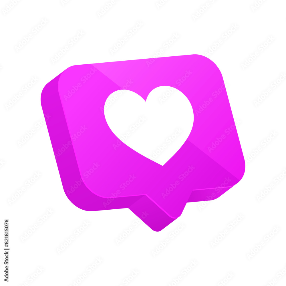Heart shape or favorite social media notification icon in speech bubbles Heart shape or favorite social media notification icon in speech bubbles