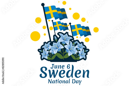 June 6, National Day. Happy Sweden National Day (Sveriges nationaldag) Vector Illustration. Suitable for greeting card, poster and banner