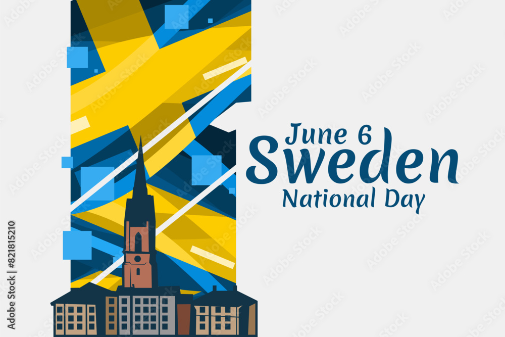 Obraz premium June 6, National Day. Happy Sweden National Day (Sveriges nationaldag) Vector Illustration. Suitable for greeting card, poster and banner
