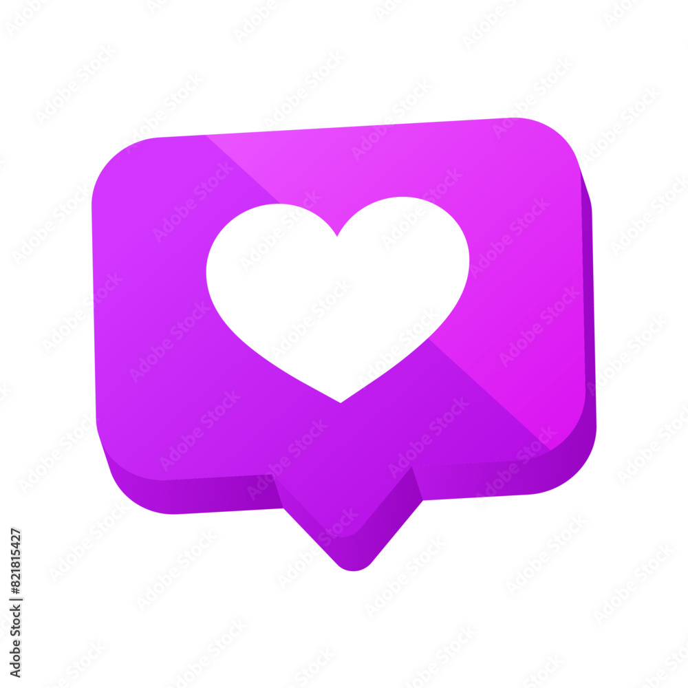 Heart shape or favorite social media notification icon in speech bubbles Heart shape or favorite social media notification icon in speech bubbles