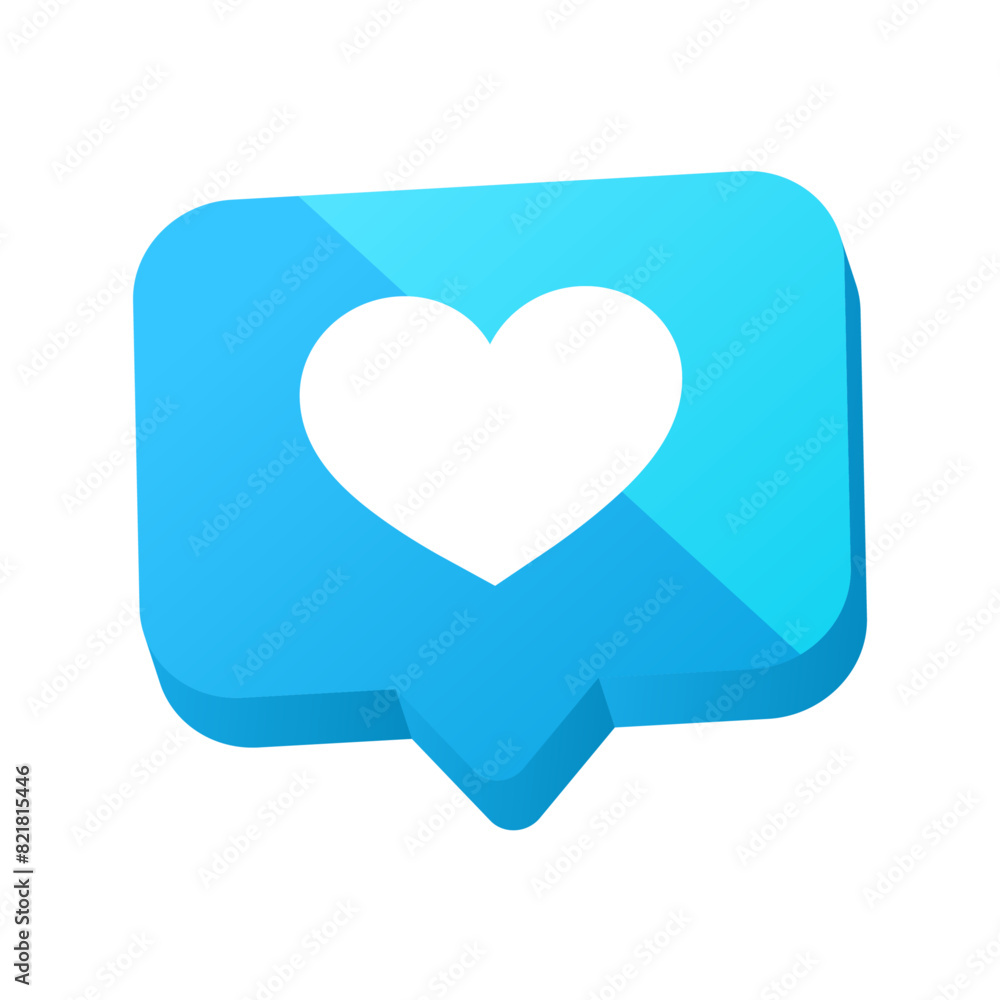 Heart shape or favorite social media notification icon in speech bubbles Heart shape or favorite social media notification icon in speech bubbles