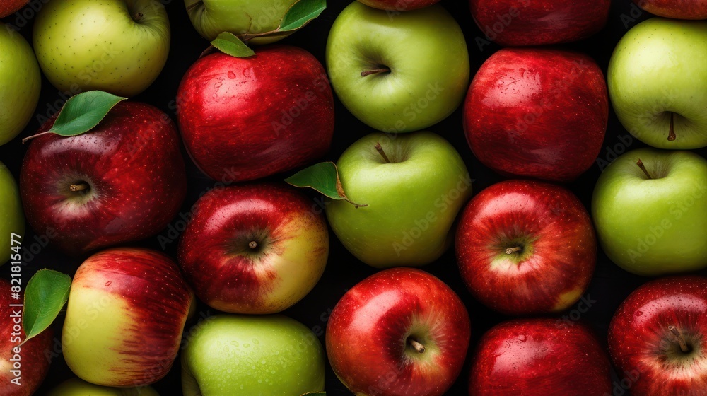 Red and green apples background.