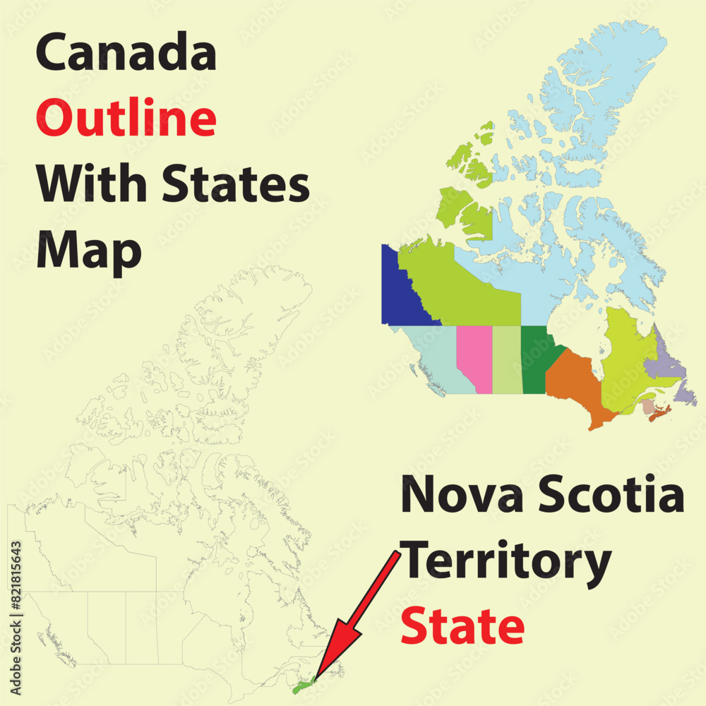 Nova Scotia, state, map, outline, canada, vector, canada ,canada state ...