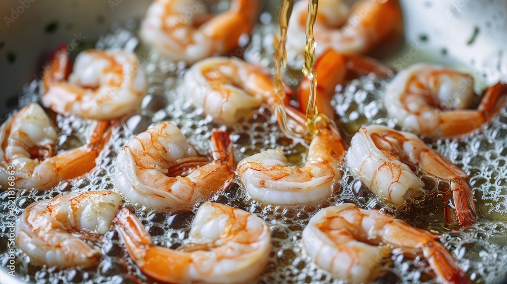 Testy tiger prawns in oil. Testy tiger prawns in oil.