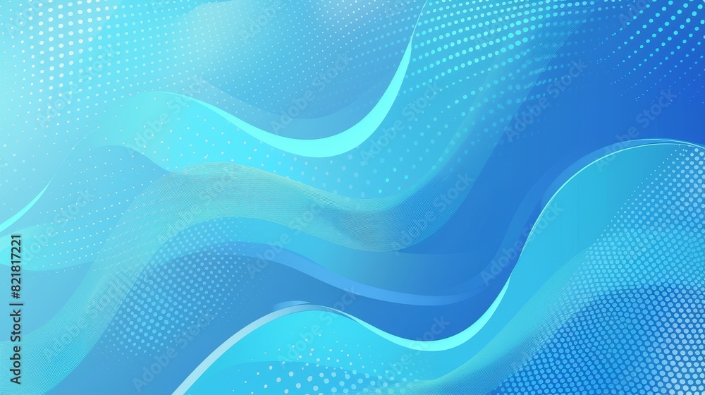 Modern background with smooth shiny blue waves and halftones Modern background with smooth shiny blue waves and halftones