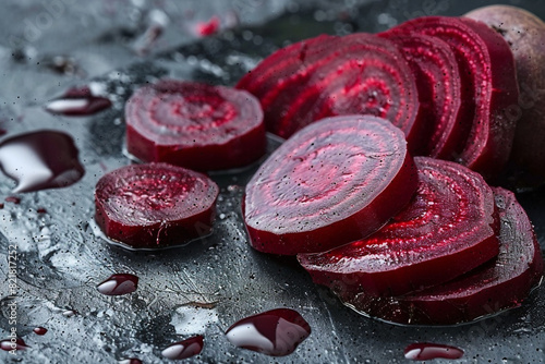Sliced ​​boiled beet roots, Cooking beets, Boiled red beets 