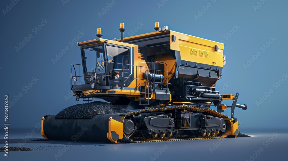 Obraz premium Asphalt Finisher: Enhancing Road Construction Efficiency and Quality with Advanced Paving Technology