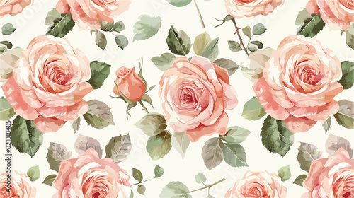 Vintage rose flower watercolor seamless pattern for b