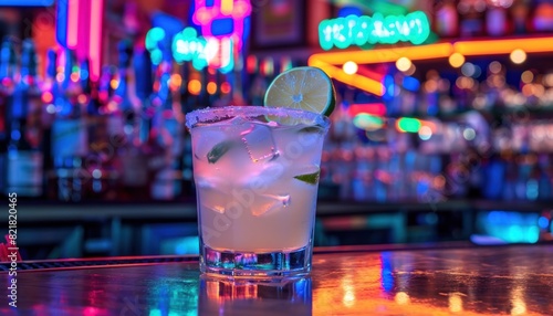 Refreshing cocktails at bar. Chilled and tantalizing. Colorful cocktail with ice. Raise glass to summer delights