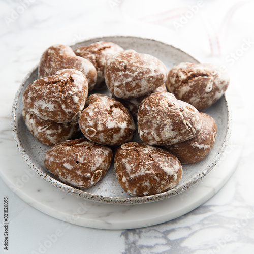 Homemade chocolate gingerbread with sugar glaze