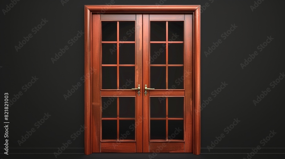 This is a 3D realistic wood front door inside a modern house. Isolated interior office gate design with glass and handle. Simple brown and elegant black room entry object frame different asset This is a 3D realistic wood front door inside a modern house. Isolated interior office gate design with glass and handle. Simple brown and elegant black room entry object frame different asset
