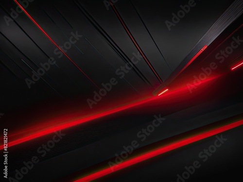 Dark grey, black abstract background with red flashing lines for business, advertising, or social media posts.