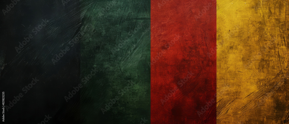 A black, red, green, and yellow background features black color on the left side. A black, red, green, and yellow background features black color on the left side.