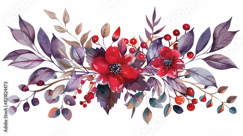 Watercolor floral bouquet pose winter fall autumn pur