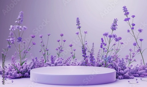 lavanda  podio  fiori  sfondo  viola  prodotto  natura  piattaforma  stand  estate  3D  tavolo  cosmetico  lilla  astratto  campo  studio  bellezza  primavera  floreale  display  pianta  scenografia  