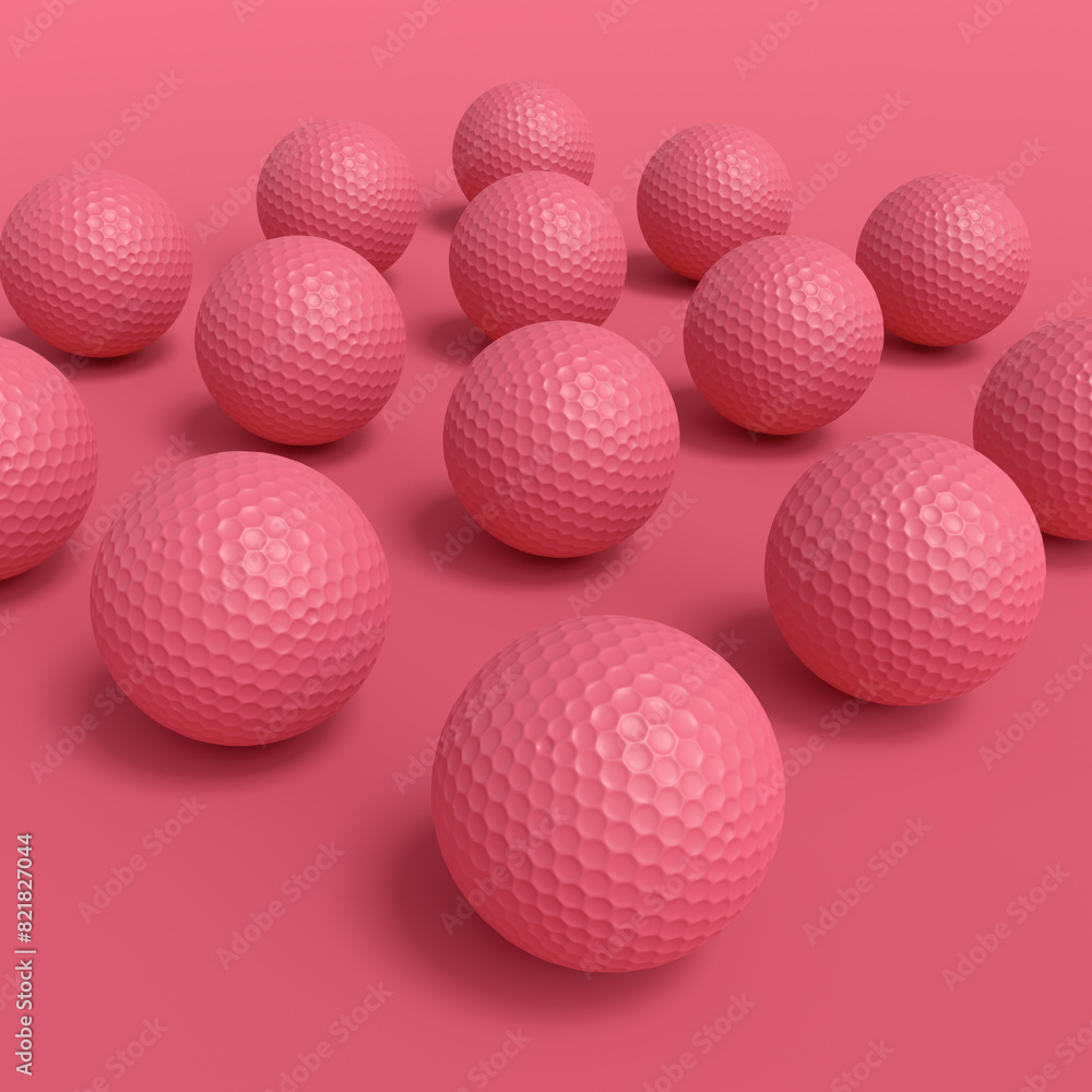 Set of golf ball lying in row on monochrome background Set of golf ball lying in row on monochrome background