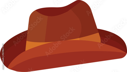 Illustration of a classic brown fedora hat, perfect for fashion and apparel designs