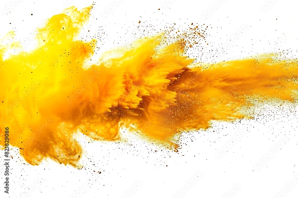 Abstract yellow powder explosion A bright yellow powder explosion on a white background. Abstract yellow powder explosion A bright yellow powder explosion on a white background.