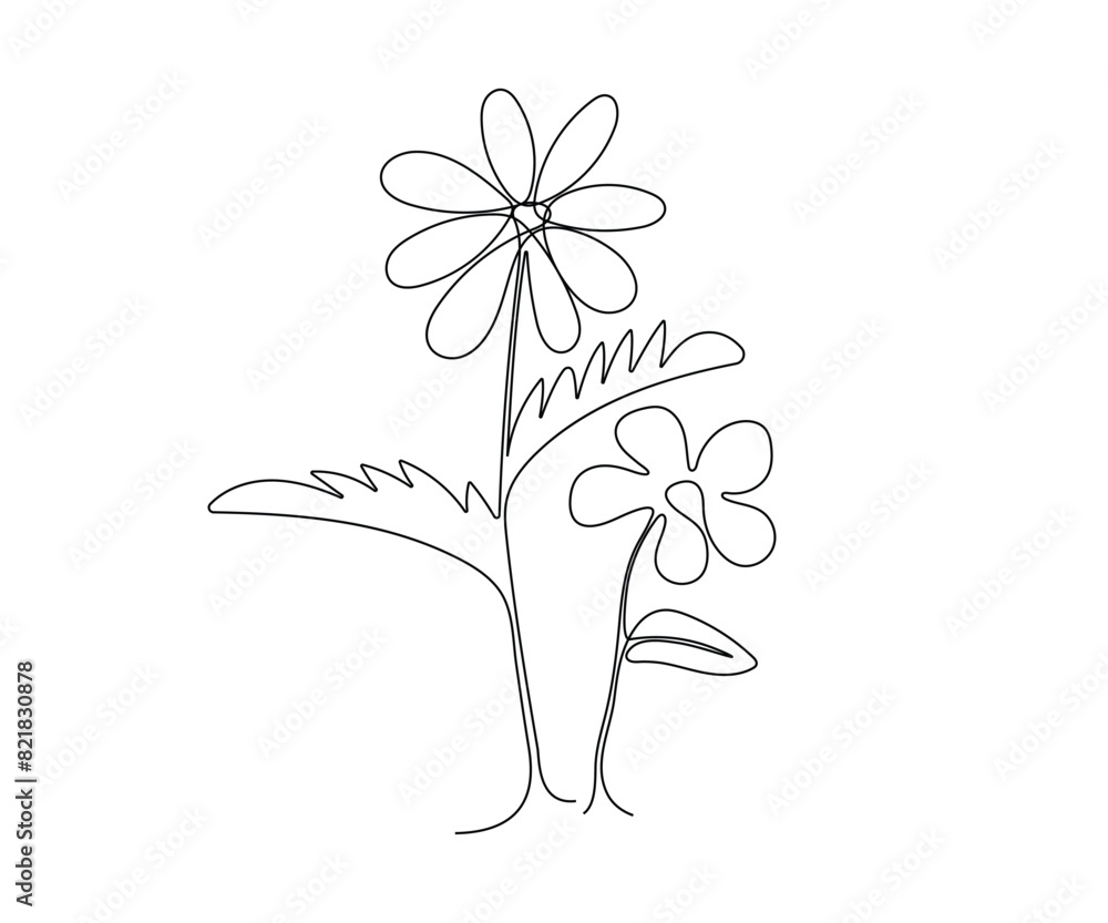 single line spring flower, digital flower flat design, simple flower outline, linear sketch, One line flower, portrait black white artwork outline vector isolated on white background single line spring flower, digital flower flat design, simple flower outline, linear sketch, One line flower, portrait black white artwork outline vector isolated on white background