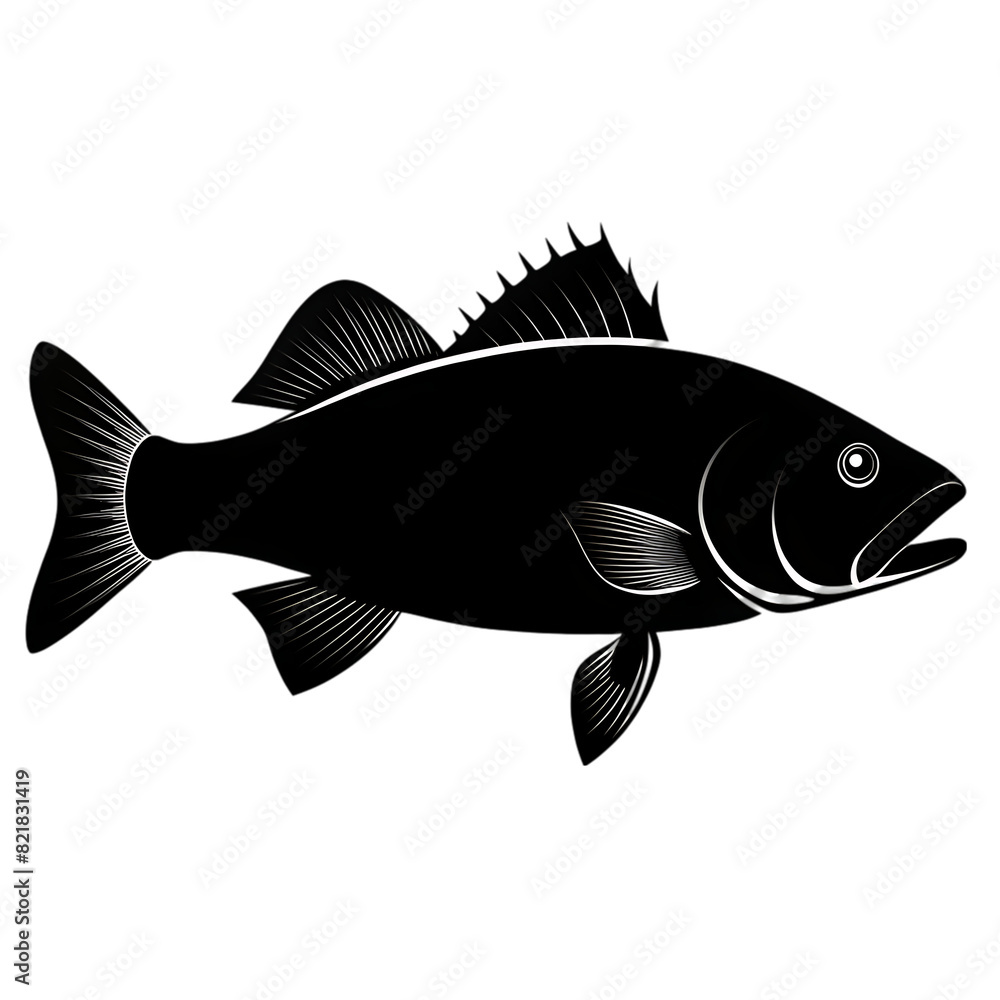silhouette fish seabass on transparent bg silhouette fish seabass on transparent bg
