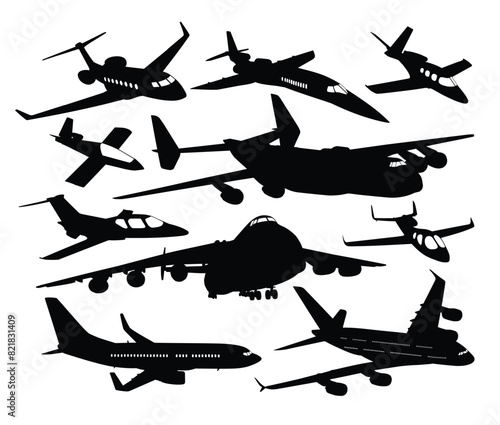 The set silhouettes of passenger liners.
