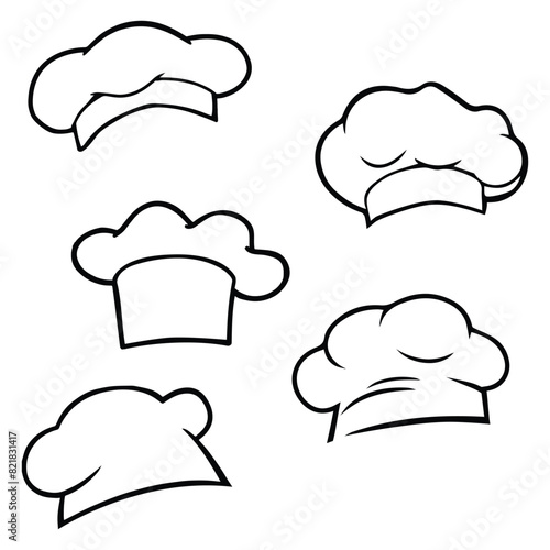 Set of Chef Hat Vector Illustration Logos