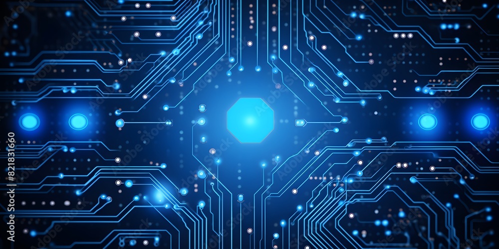 Futuristic Digital Circuit Board with Glowing Nodes Futuristic Digital Circuit Board with Glowing Nodes