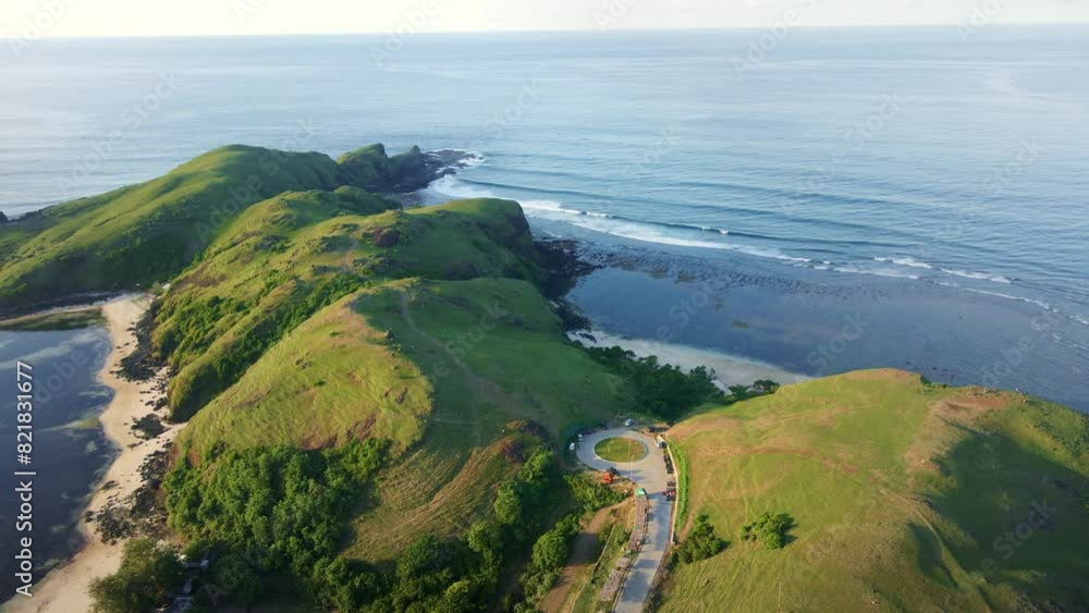 Tanjung Aan Beach, Lombok, West Nusa Tenggara, Bukit Merese The Best view point for Both Sunset or Sunrise. The exotic of Indonesia, Asia.  Stock ビデオ | Adobe Stock