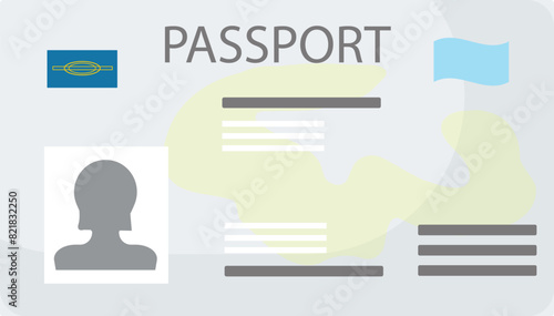 Flat design vector illustration of a generic passport for international travel and border control security, featuring a minimalistic and readytouse template photo
