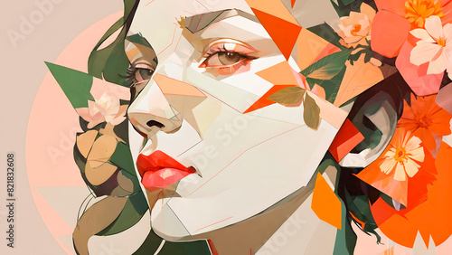 female psychological abstract portrait for mental health concept , think positive, happiness