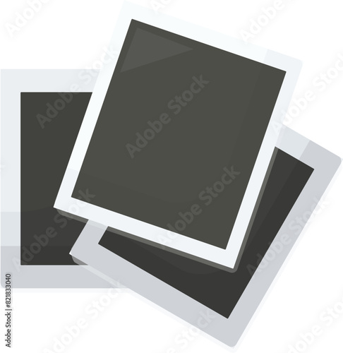 Stacked vector illustration of blank polaroid photo frames, ideal for mockups and design elements