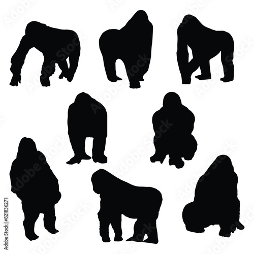 Gorilla Silhouette Vector Art Bundle
