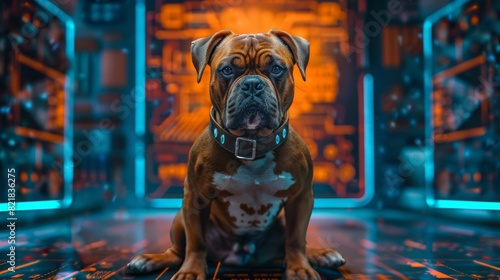 In these photographs, a charismatic Staffordshire dog poses as a boss, dressed like a masculine and tough human gangster, a strong and powerful leader, dressed in a smart and stylish gangster outfit